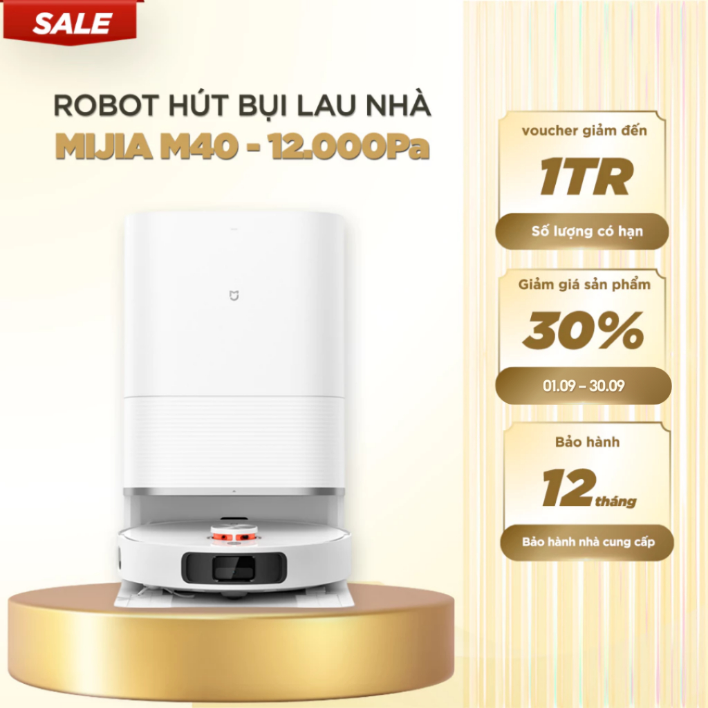 Robot hút bụi lau nhà Mijia M40 – Lực hút siêu mạnh 12000Pa