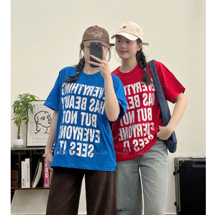Áo Thun Unisex Nữ FMSTYLE Tay Ngắn Cổ Tròn In Chữ Cá Tính Năng Động Tone Màu Siêu Đẹp 25120767
