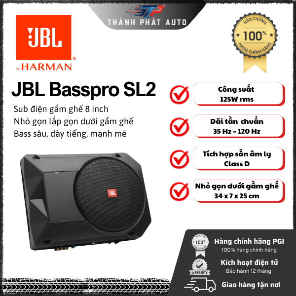 Sub JBL Basspro SL2 Sub điện ô tô Sub điện gầm ghế Sub JBL Chính hãng