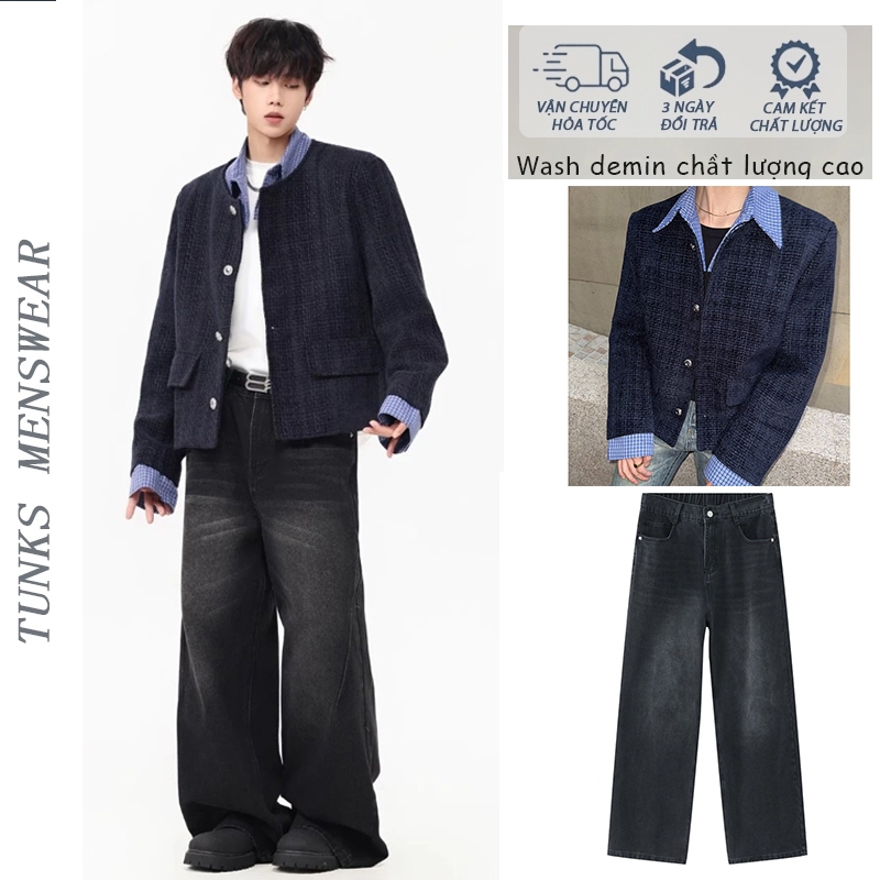 Áo Khoác Kaki Có Cúc TUNKS Jacket Kaki Form Crop Lửng Unisex Cổ Bẻ Phong Cách Basic Thanh Lịch stree