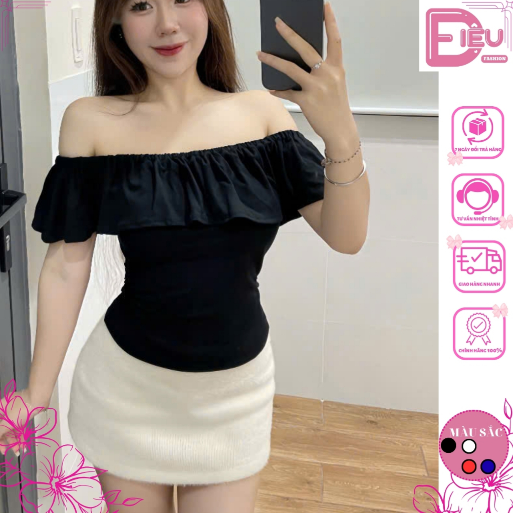 Áo Thun Nữ Trễ Vai Bèo DIEU.FASHION Dúm Eo Tôn Dáng Chất Thun Tăm Lạnh Thoáng Mát BigSize, Áo Trễ Va