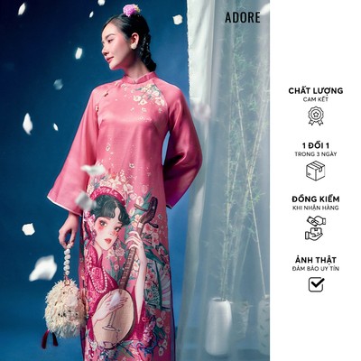 [ ADORE ] Set áo dài tơ hồng Tường Vy