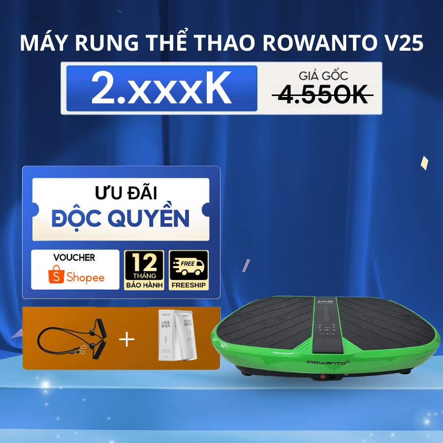 Máy rung giảm mỡ toàn thân Rowanto, máy tập thể dục rung bụng, máy rung chính hãng, máy rung bụng