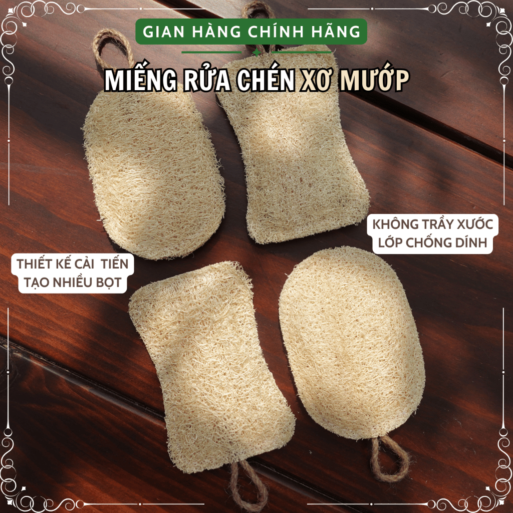 [Miếng Rửa Chén/Bông Tắm] Xơ Mướp Đa Năng KOMORA, Thiết Kế Cải Tiến, Không Làm Xước Lớp Chống Dính