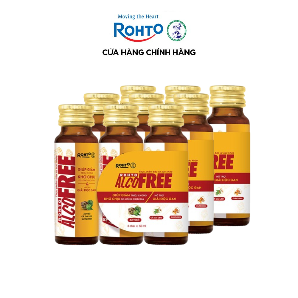 Combo 9 chai Nước uống giải rượu, thải độc gan Alcofree (50ml x 9 chai)