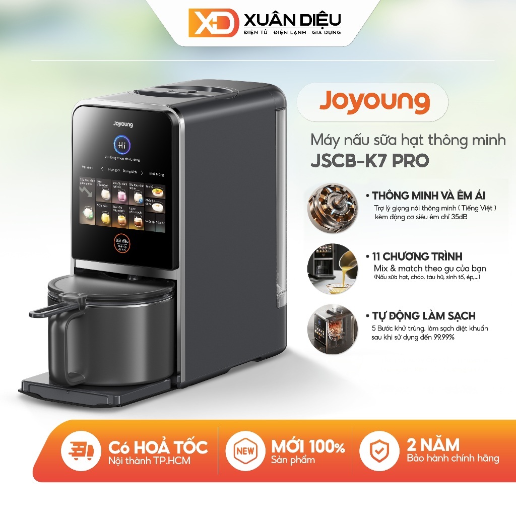 [K4] Máy Nấu Sữa Hạt Đa Năng Làm Sạch Tự Động Joyoung JSCB-K7 PRO Giảm Ồn, Khử Purin Chuyên Biệt