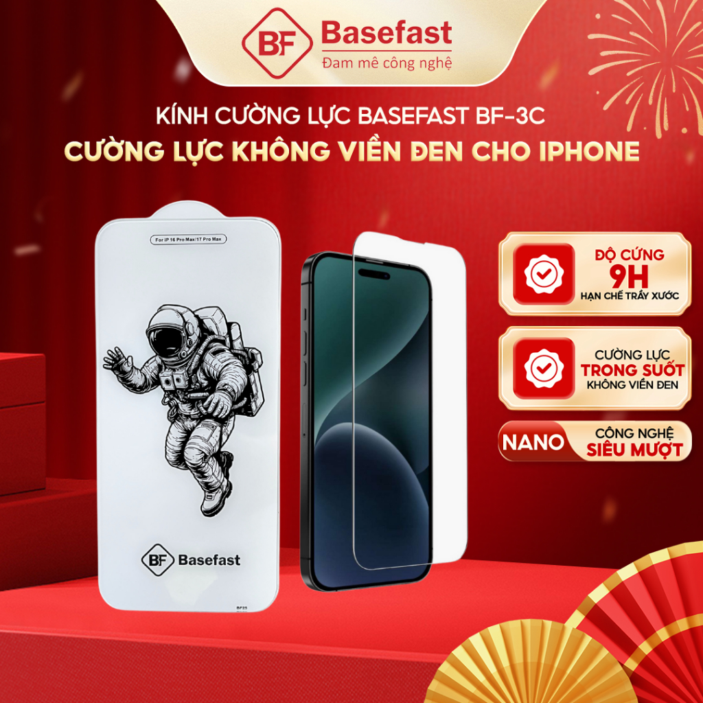 Kính cường lực trong không viền đen Basefast Combo 3 kính dành cho lPhone 12 13 14 15 16 17PRM