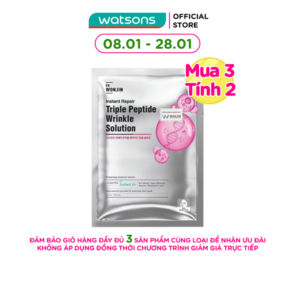 Mặt Nạ Dr.Wonjin Instant Repair Triple Peptide Wrinkle Solution Tăng Sinh Collagen Cấp Tốc 30g