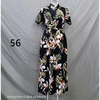 Đầm cổ trụ ráp tầng,from dài - suông, bigsize 50-75 kg