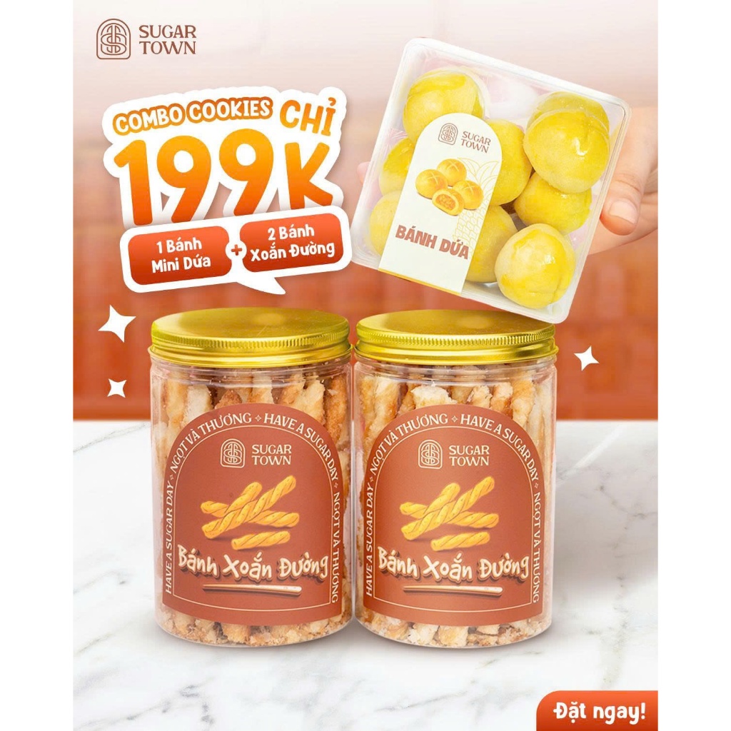 COMBO ngọt ngào gồm 2 hũ xoắn đường  và 1 bánh dứa Sugar Town .