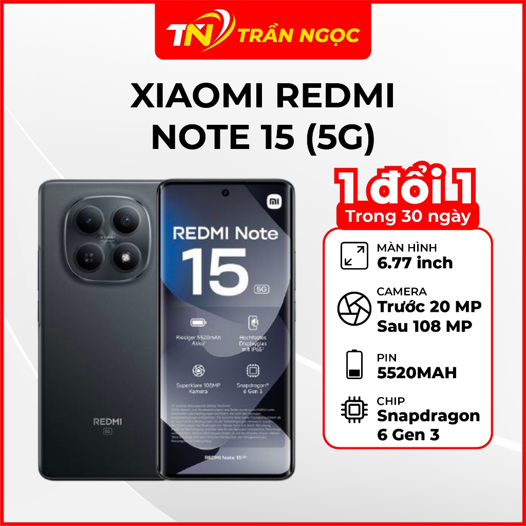 Điện thoại Xiaomi Redmi Note 15 (5G) 6GB 128GB Chính Hãng