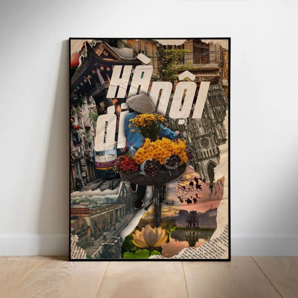 Tranh Treo Tường Phòng Khách Chủ Đề Hà Nội, Sài Gòn Độc Đáo BH217 - Tranh Decor, Trang Trí Nhà, Home