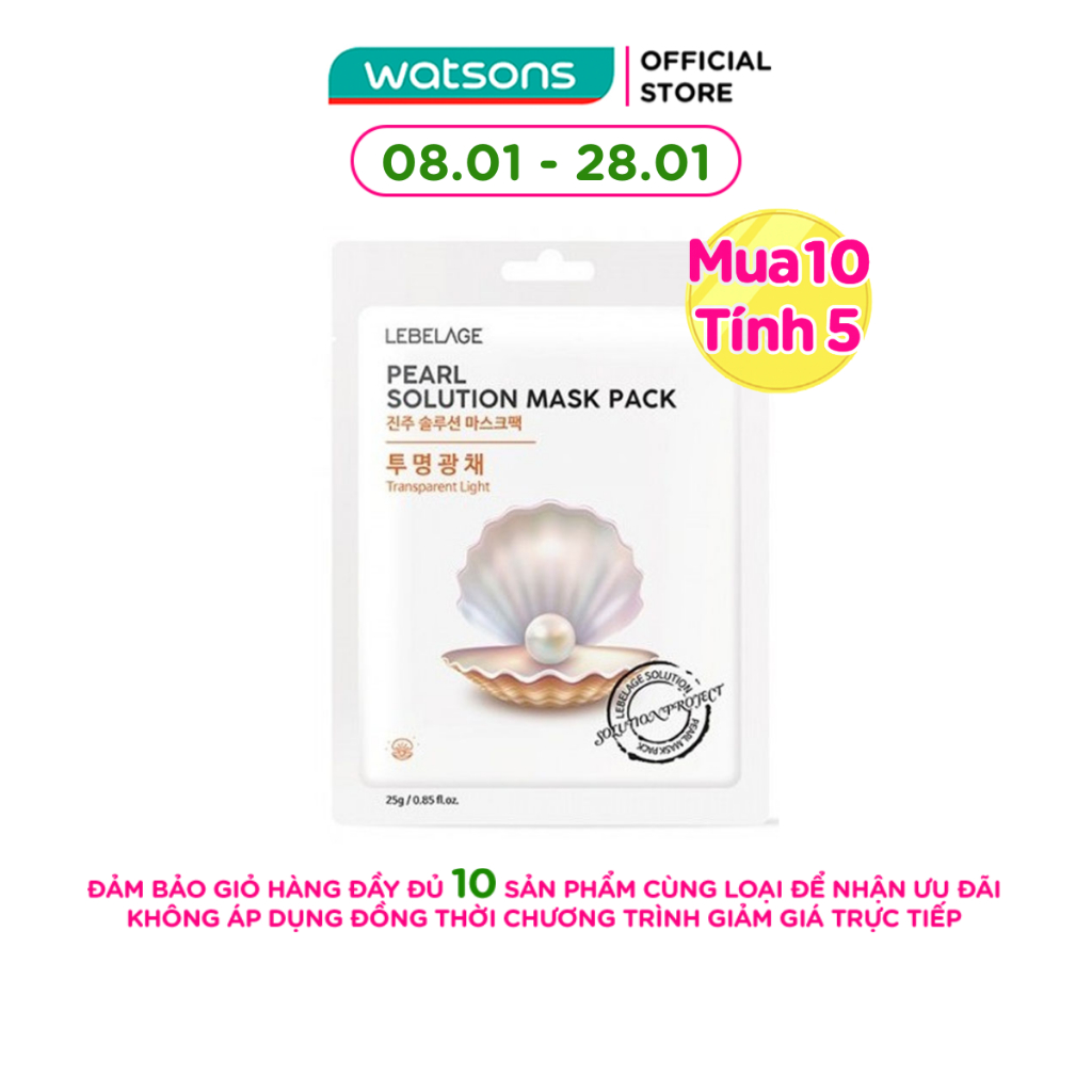 Mặt Nạ Lebelage Pearl Solution Mask Pack Transparent Light Chiết Xuất Ngọc Trai 25g