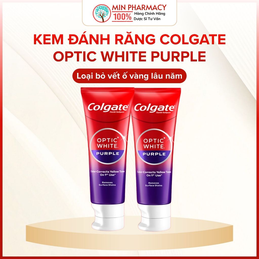 Kem Đánh Răng Colgate Optic White purple công nghệ sắc tím, khoáng núi lửa làm trắng sáng răng trong 7 ngày