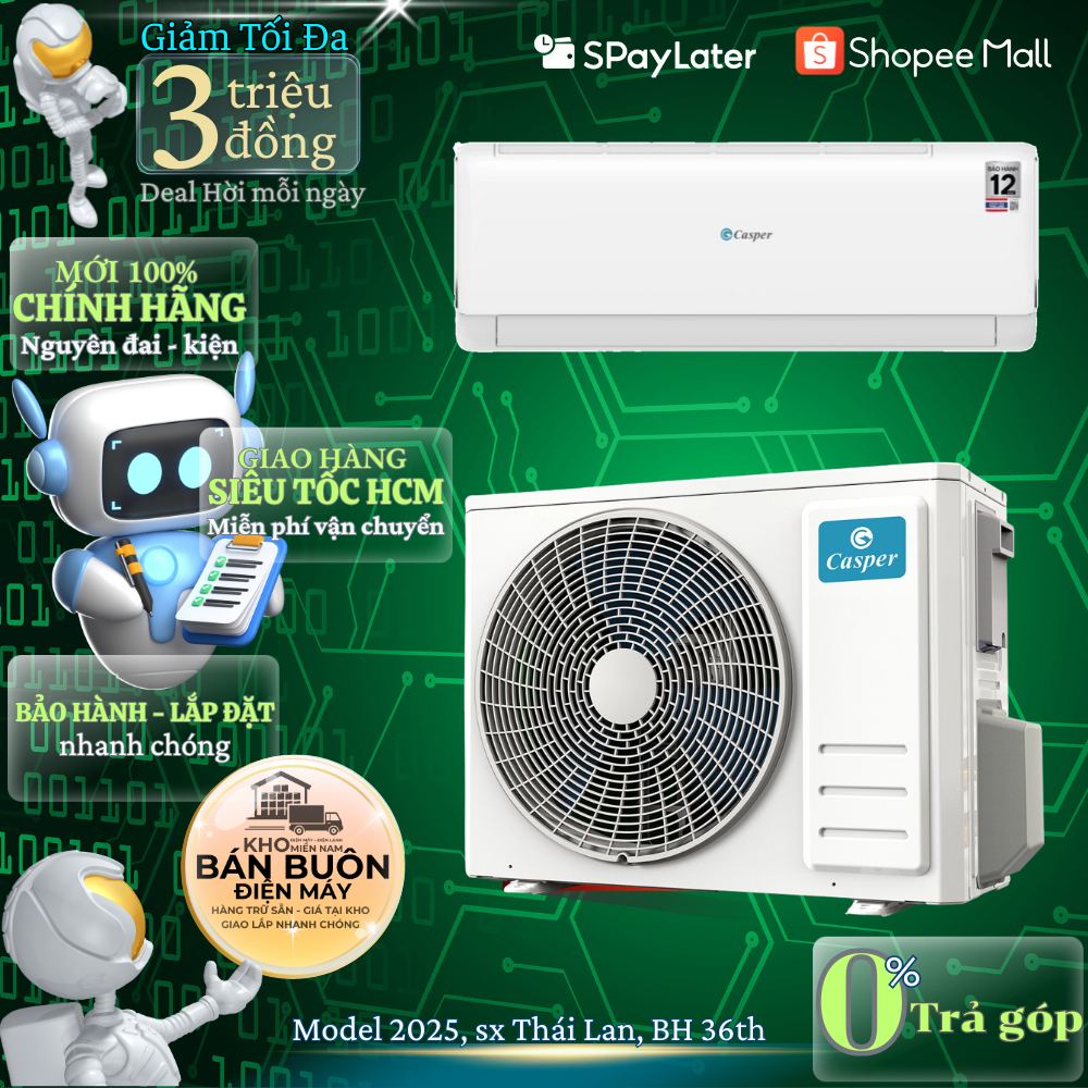 Máy Lạnh Casper Inverter JC-09IU36 | JC-12IU36 – Làm Lạnh Nhanh Turbo, BabyCare, Tiết Kiệm Điện