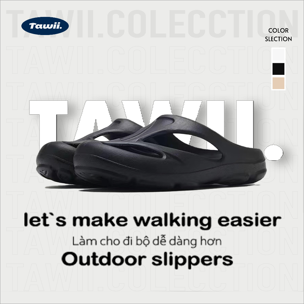 Tawii Dép bít mũi Chống Trượt giày sục EVA Dép Slide Nam Nữ Full Size Thoáng khí