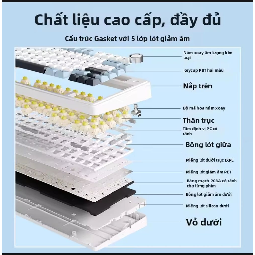 (new)bàn phím cơ không dây AULA F75 3 mode kết nối | BigBuy360 - bigbuy360.vn