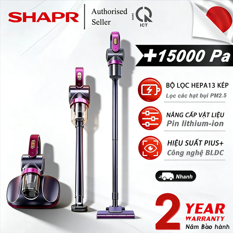 【Bảo hành 2 năm miễn phí 】Máy Hút Bụi Cầm Tay Không Dây- Máy hút bụi lau nhà khô ướt cầm tay đình 6in1 đa năng tiện dụng