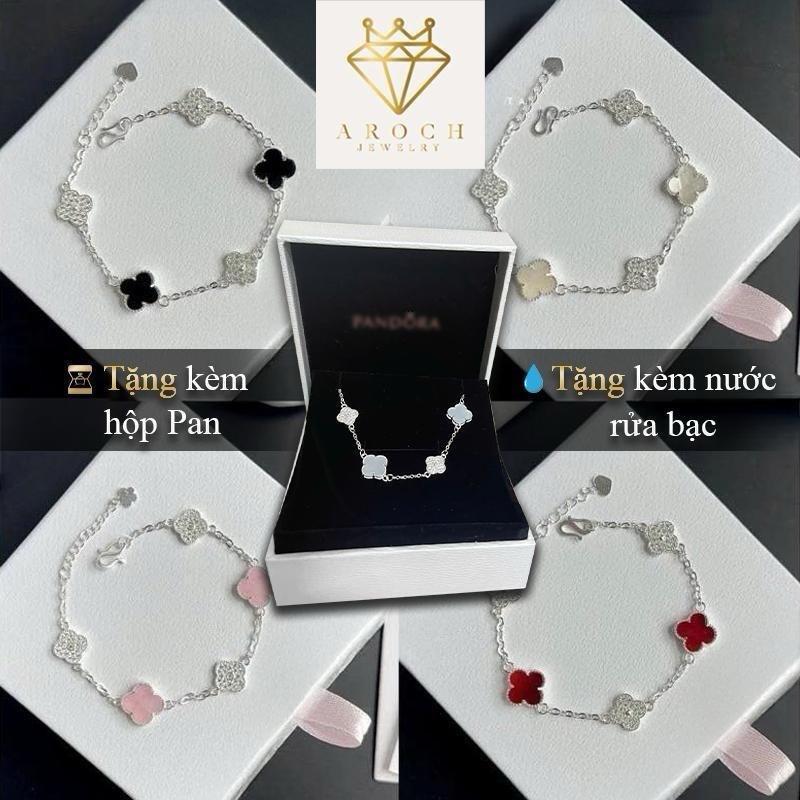 Lắc tay bạc 925 AROCH JEWELRY cỏ 4 lá đá 8mm HD08