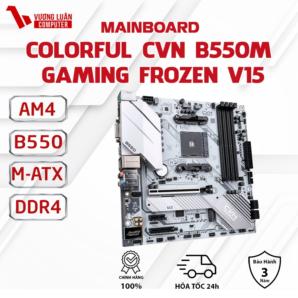 Main COLORFUL CVN B550M GAMING FROZEN V15 (Bo mạch chủ Phiên bản Trắng) FullVAT