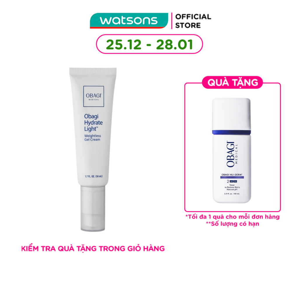 Kem Dưỡng Ẩm Obagi Medical Hydrate Light Weightless Gel Cream 50ml