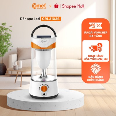 [HT HCM/HN] Đèn Sạc Tích Điện LED Comet CRL3103S Siêu Sáng 10W, Sạc Điện & Năng Lượng Mặt Trời, Dùng đến 25 Giờ, BH 12T