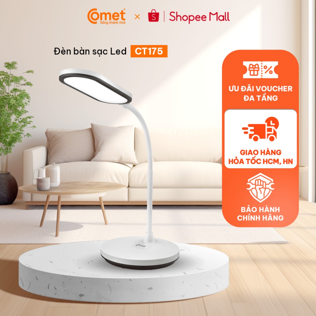 [Hỏa tốc HCM/HN] Đèn Học LED Comet CT175 5W Để Bàn Làm Việc,Cảm Ứng,Chống Cận Thị 3 Màu Ánh Sáng
