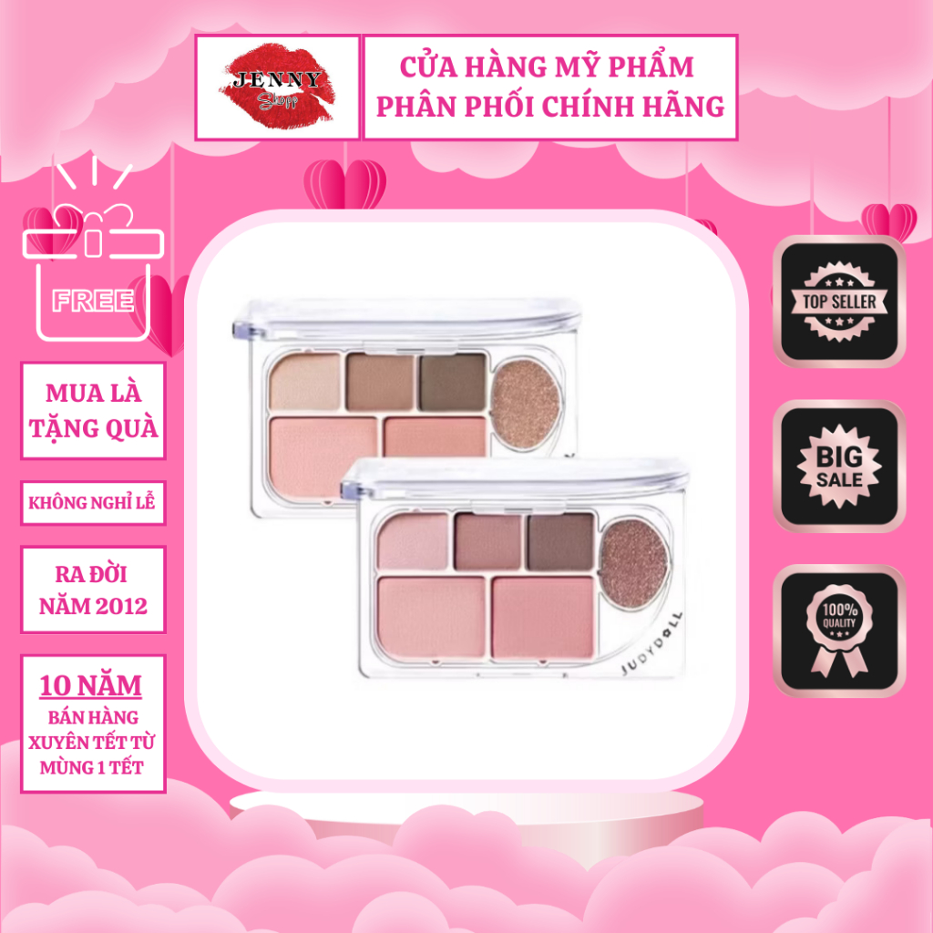 Bảng Phấn Mắt Má Hồng 6 Ô JUDYDOLL Elborate Palette tự nhiên lâu trôi