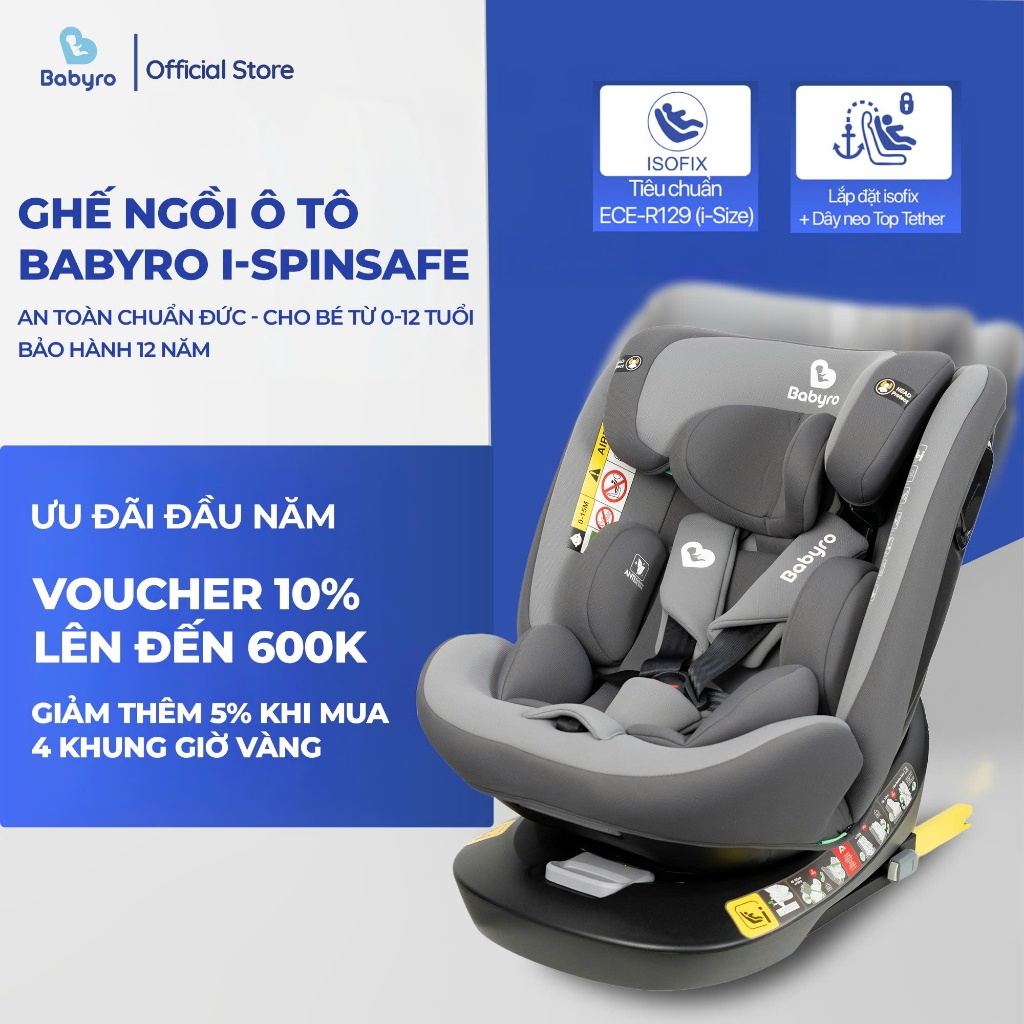 Ghế Ngồi Ô Tô Trẻ Em Babyro i-Spinsafe