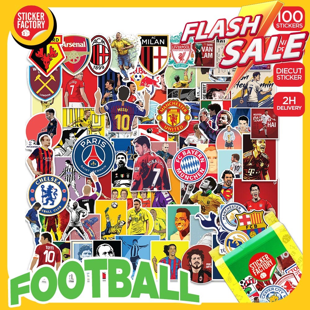 Football Sticker Set 100 hình dán chủ đề đá banh khuyến mãi trang trí - Chống thấm nước - Sticker Fa