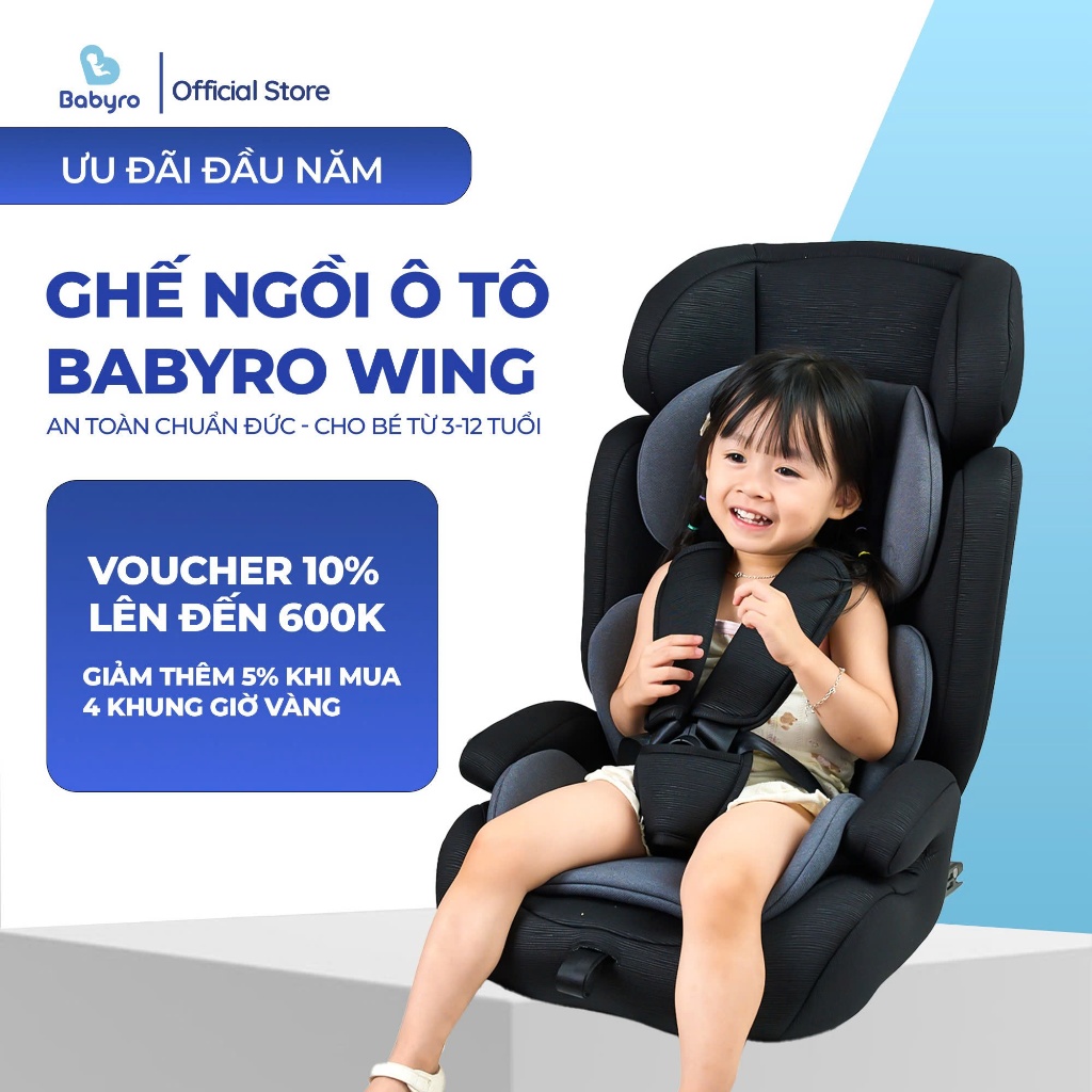 Ghế Ngồi Ô Tô Cho Bé Babyro Wing (3 - 12 Tuổi)