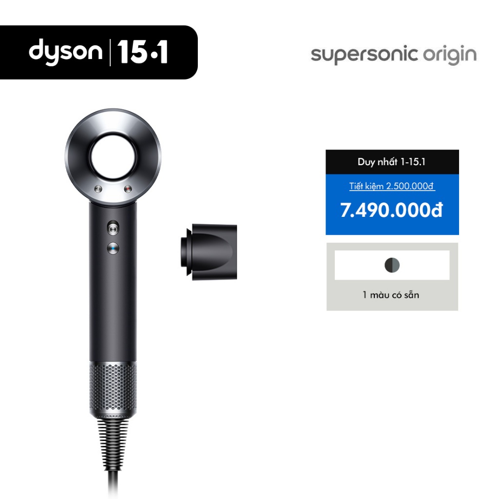 [1-15.1 SIÊU SALE TẾT] Máy sấy tóc Dyson Supersonic ™ HD08 Lite (Đen Xám)
