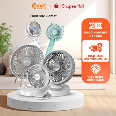 Quạt Sạc Tích điện COMET Pin lithium, Đa Năng Để Bàn, Cầm Tay, Bảo Hành 12 Tháng - 1 Đổi 1 6 Tháng