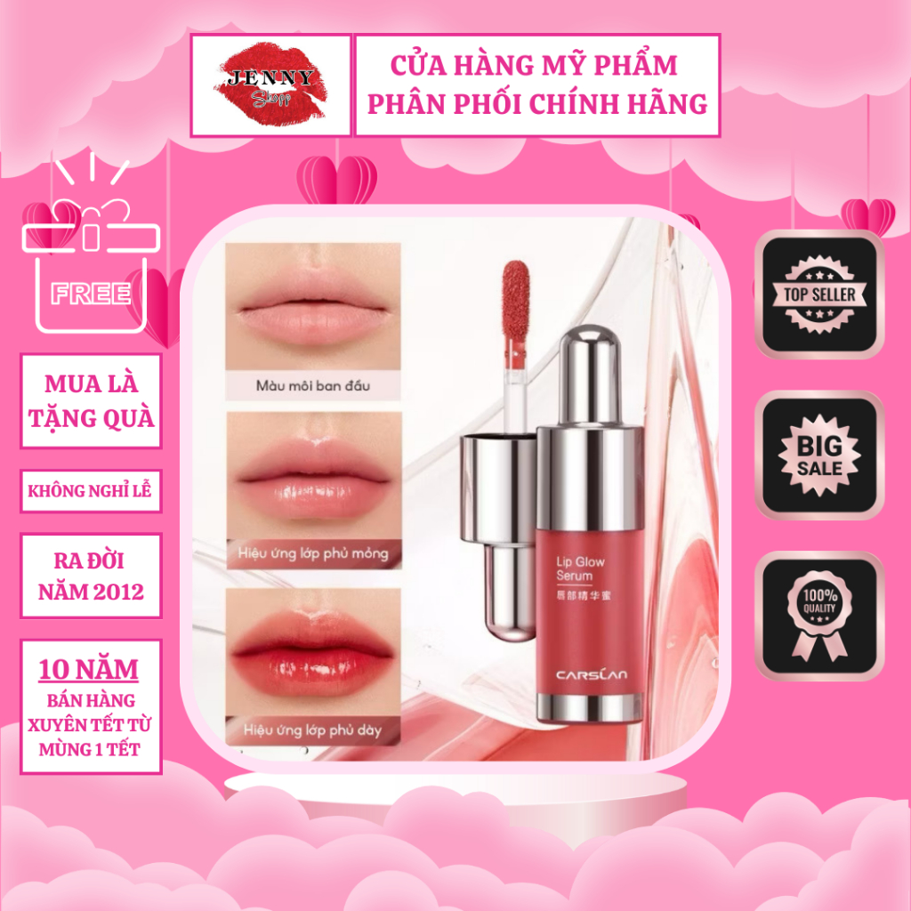 Son Dưỡng Có Màu CARSLAN Dạng Gloss Dưỡng Ẩm Mềm Môi Lip Glow Serum (Mini 1g)
