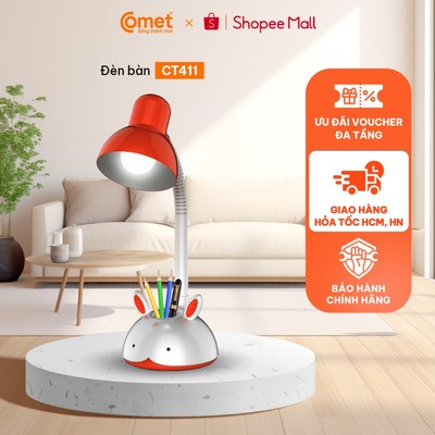 [HT HCM] Đèn Bàn Học Sinh Comet CT411, Đui Đèn E27, Thiết Kế Đa Dụng Bắt Mắt, Có Ngăn Đựng Bút (gồm bóng 5W)