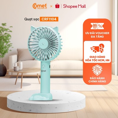 [HT HCM/HN] Quạt Sạc Cầm Tay Tai Mèo COMET CRF1104 3W, Pin 1200mAh, Đế Rời, Kích Thước Nhỏ Gọn