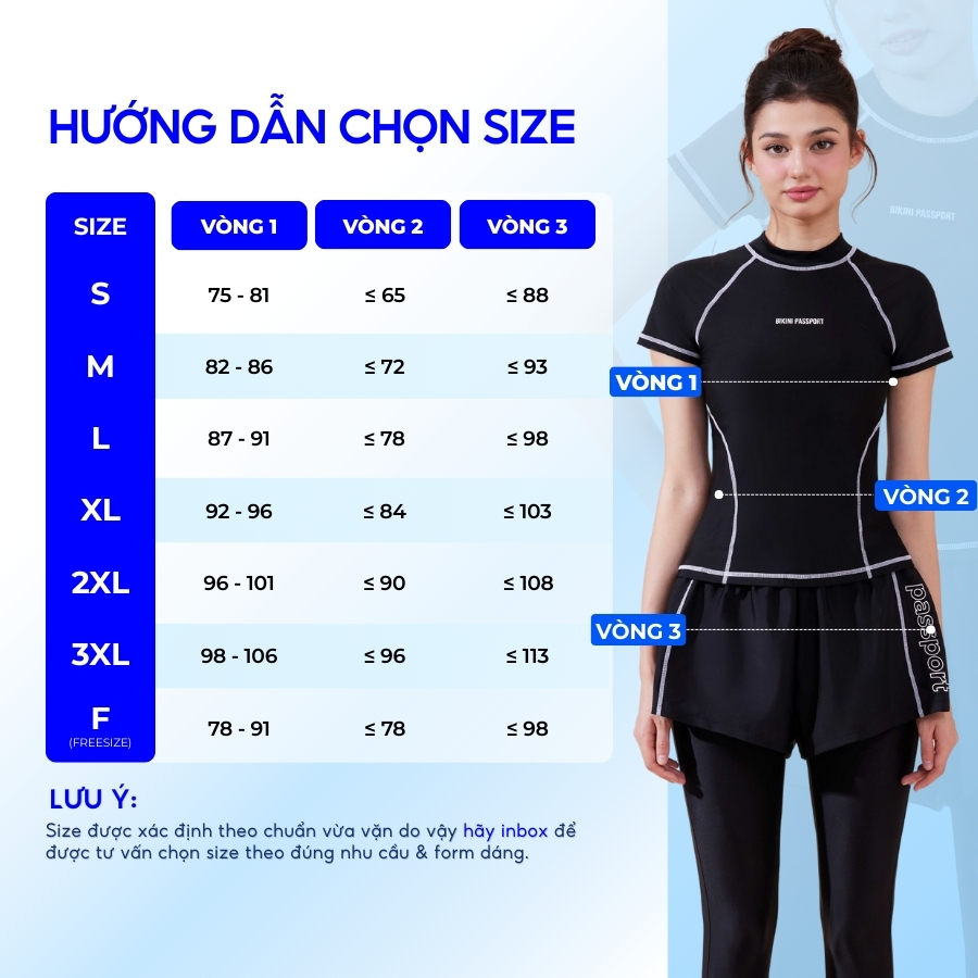 Quần bơi nữ ống dài chống nắng đi biển - Bikini Passport - BS1044_BL | BigBuy360 - bigbuy360.vn