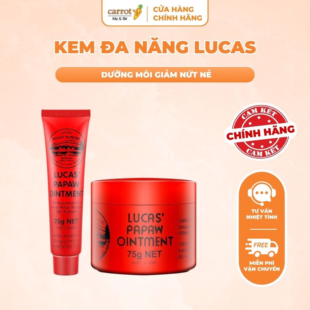 Kem Đa Năng Lucas Papaw Papaw Dưỡng Môi Giảm Nứt Nẻ 25G, 75G