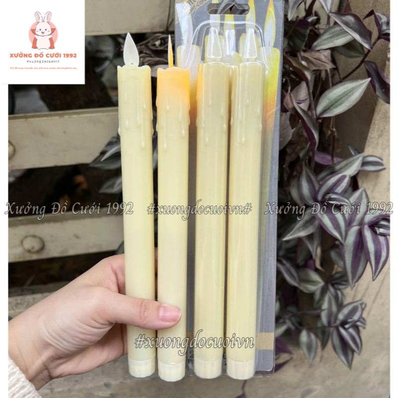 Nến Điện Tử Nước Mắt Que, Nến Cây Trang Trí 25cm NDT002 Màu Be (Giá 1 chiếc ko kèm pin)