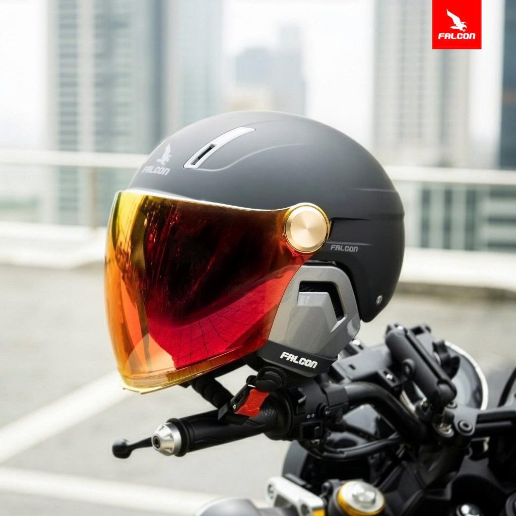 Nón Bảo Hiểm FALCON F17 Màu Đen Nhám ( Kèm sẵn ốp tai )