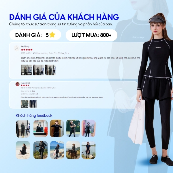 Quần bơi nữ ống dài chống nắng đi biển - Bikini Passport - BS1044_BL | BigBuy360 - bigbuy360.vn