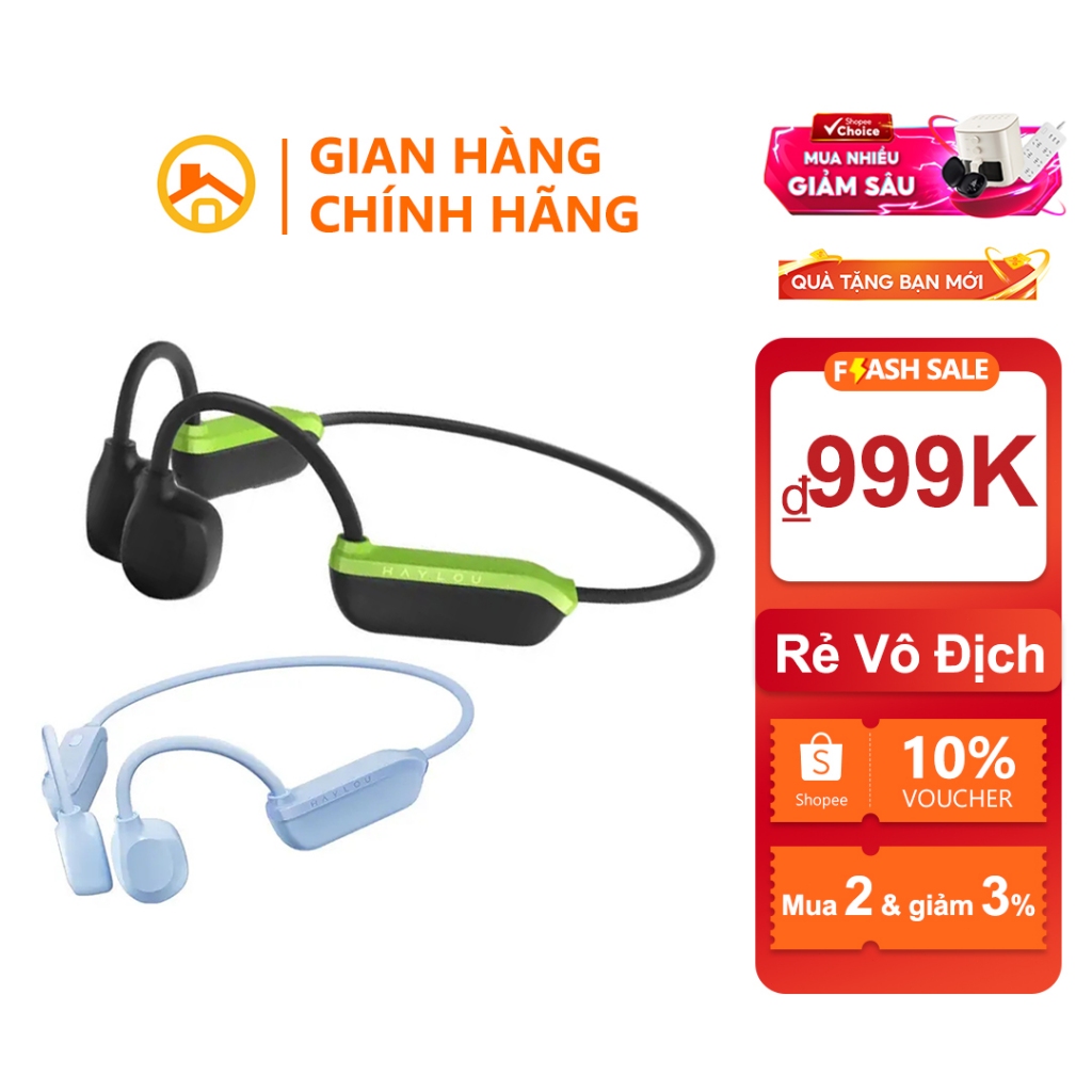 Tai Nghe Bluetooth Haylou BC04 - Chống Ồn, Thời Lượng Pin 30 Giờ, Đeo Tai Thoải Mái - Hàng Chính Hãn