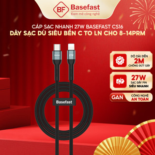 Cáp Sạc Nhanh 20W Basefast Bọc Dù 1/2M Bọc Dù Hỗ Trợ PD Cho Xs/12/11/13/14 Pro Max