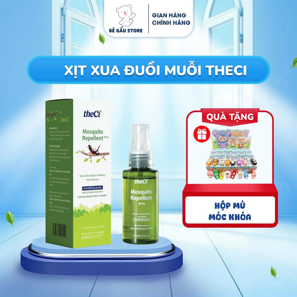 Xịt Muỗi theCi Cho Bé Mosquito Repellent Spray Đuổi Muỗi Ngăn Côn Trùng, An Toàn Cho Bé 50ml - TCYT