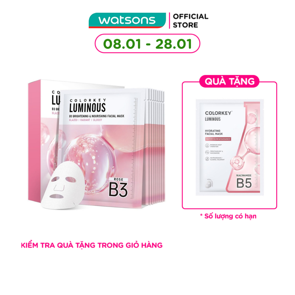 Mặt Nạ Dưỡng Ẩm Và Sáng Da B3 Colorkey Luminous B3 Brightening & Nourishing Facial Mask 30ml x 10pcs