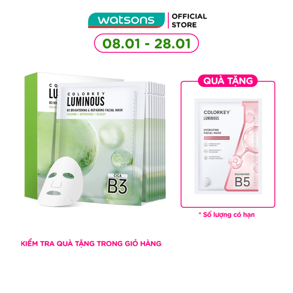 Mặt Nạ Phục Hồi Và Sáng Da B3 Colorkey Luminous B3 Brightening & Repairing Facial Mask 30ml x 10pcs