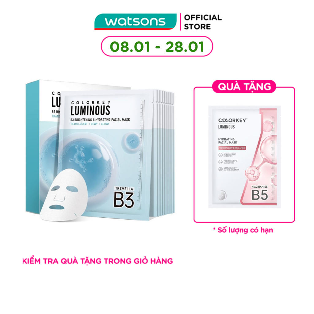 Mặt Nạ Cấp Ẩm Và Sáng Da B3 Colorkey Luminous B3 Brightening & Hydrating Facial Mask 30ml x 10pcs