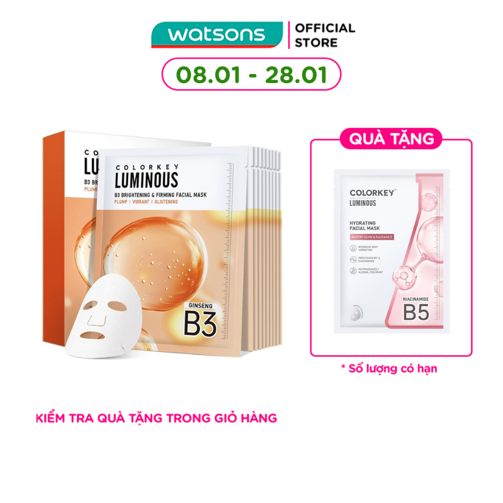 Mặt Nạ Săn Chắc Và Sáng Da B3 Colorkey Luminous B3 Brightening & Firming Facial Mask 30ml x 10pcs