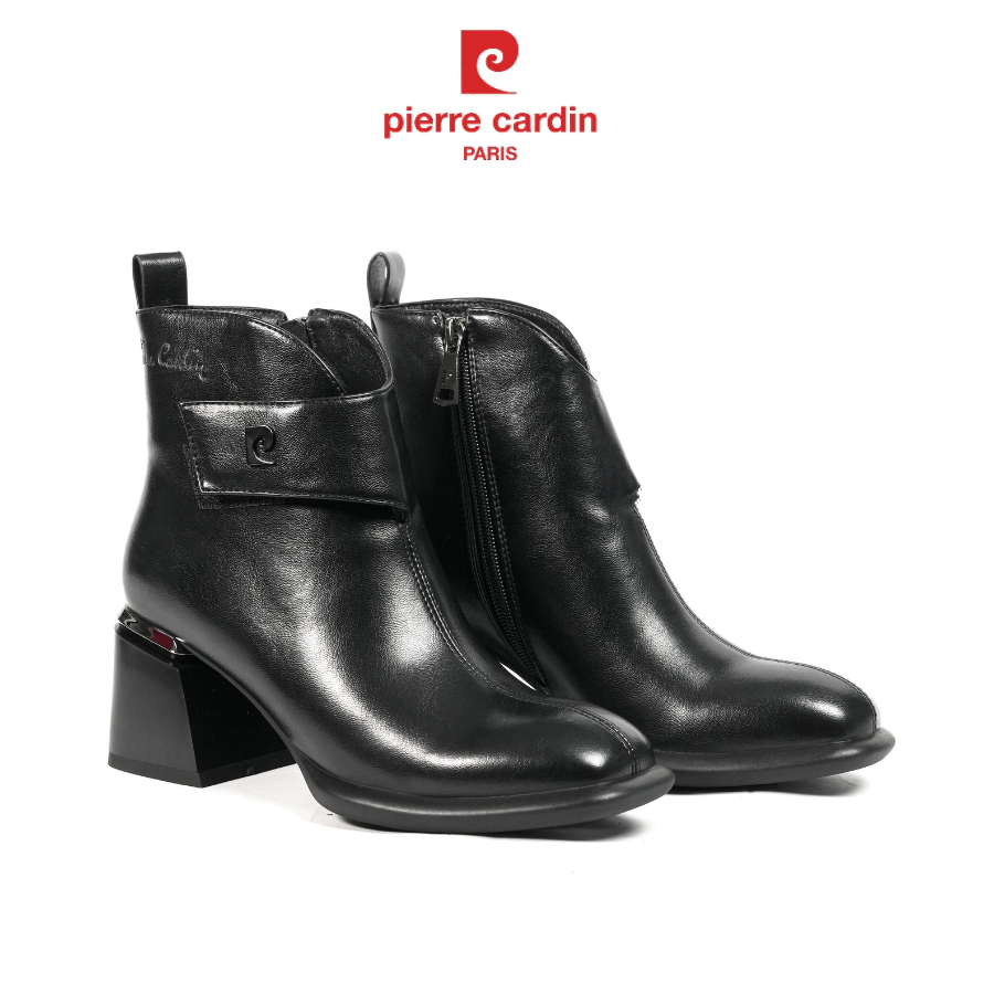 [NEW] Giày boots, bốt nữ Pierre Cardin đế vuông cao 6.5cm, chất liệu da cao cấp, cổ thấp bo viền 300