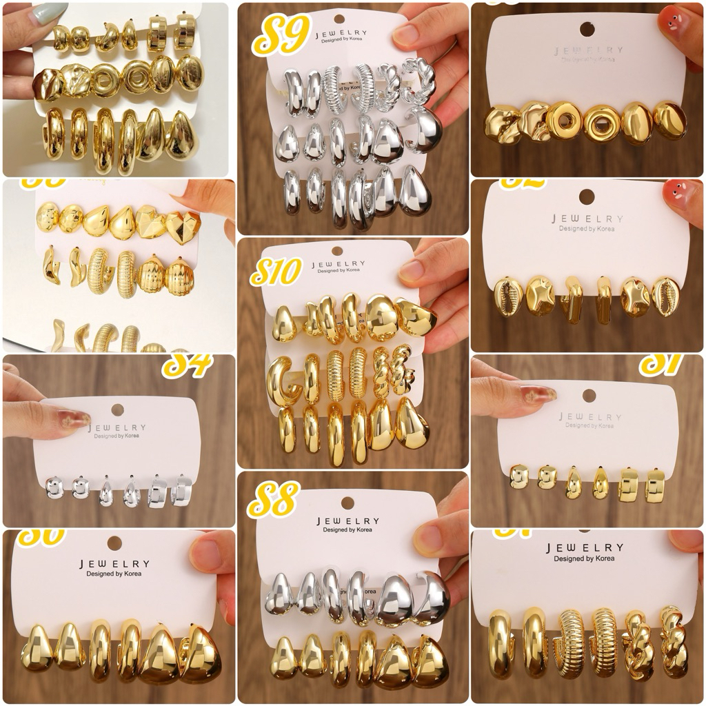 Set Khuyên Tai Giọt Nước, Chữ C Hot Trend Phong Cách Châu Âu Sang Chảnh